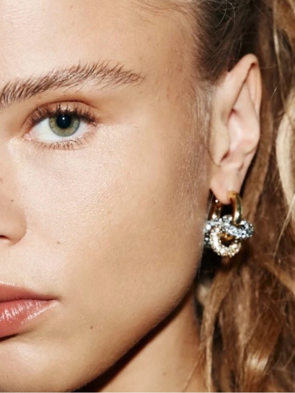 Zara Combined Sparkly Hoops in Gold and Silver Tone